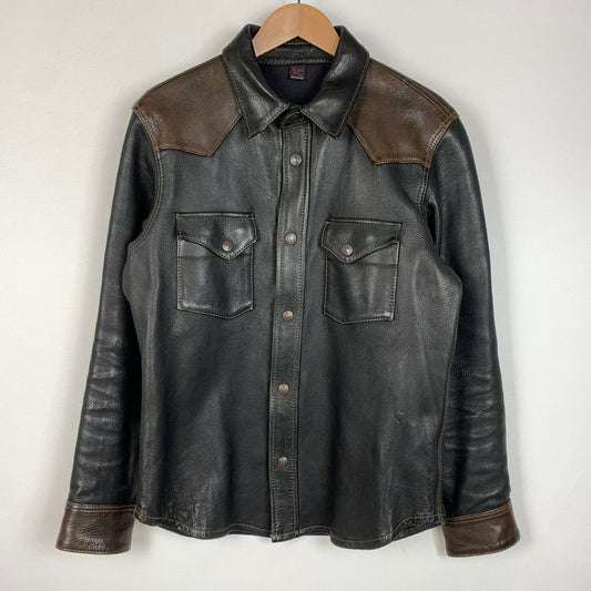 【中古品】【メンズ】 THE FLAT HEAD ザフラットヘッド DEERSKIN LEATHER JACKET ディア スキン レザージャケット アウター 鹿革 145-260316-ko-20-tei サイズ：38 カラー：ブラック 万代Net店