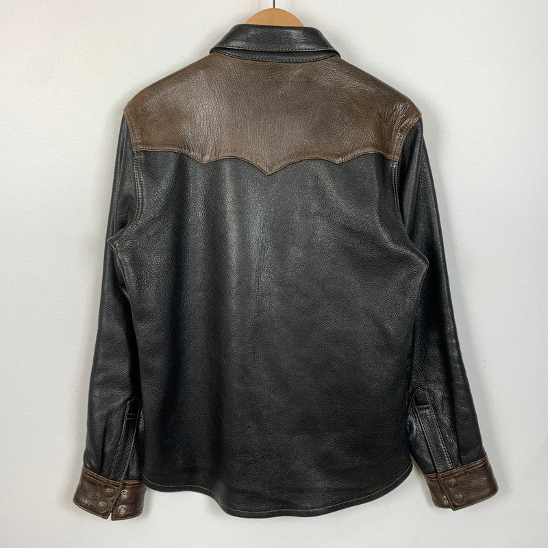 【中古品】【メンズ】 DEERSKIN LEATHER JACKET ディア スキン レザージャケット アウター 鹿革 145-260316-ko-20-fuzh サイズ：38 カラー：ブラック 万代Net店