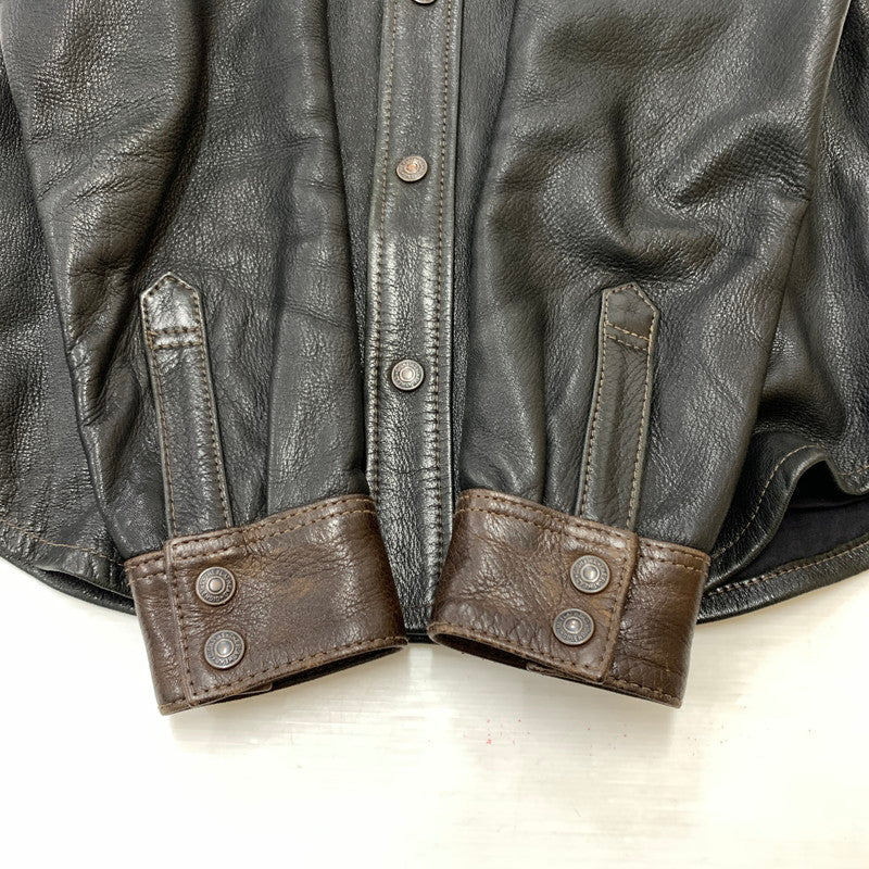 【中古品】【メンズ】 DEERSKIN LEATHER JACKET ディア スキン レザージャケット アウター 鹿革 145-260316-ko-20-fuzh サイズ：38 カラー：ブラック 万代Net店