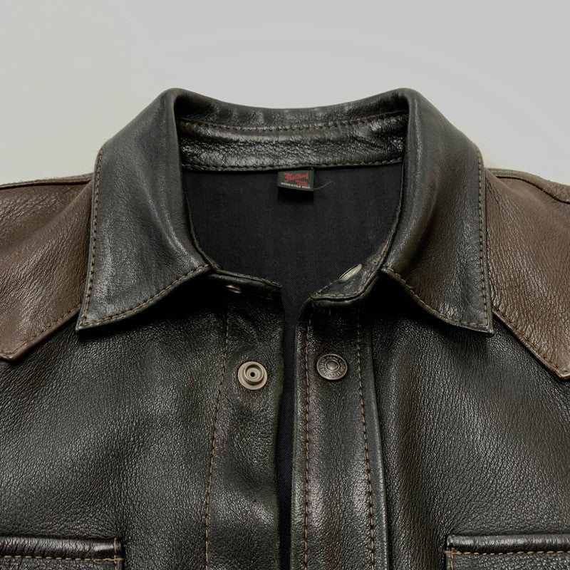 【中古品】【メンズ】 DEERSKIN LEATHER JACKET ディア スキン レザージャケット アウター 鹿革 145-260316-ko-20-fuzh サイズ：38 カラー：ブラック 万代Net店