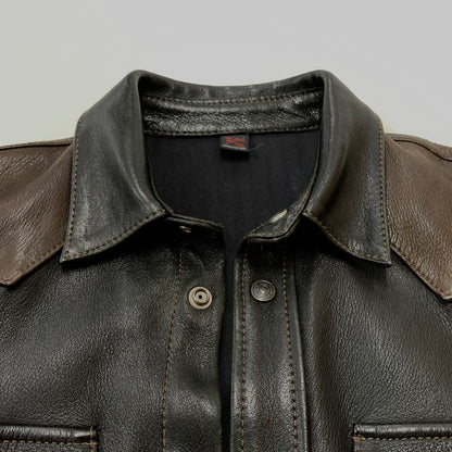 【中古品】【メンズ】 DEERSKIN LEATHER JACKET ディア スキン レザージャケット アウター 鹿革 145-260316-ko-20-fuzh サイズ：38 カラー：ブラック 万代Net店