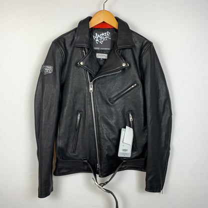 【中古品】【メンズ】 KADOYA カドヤ × KAMEN RIDER 仮面ライダー 別注 コラボ MASKED-R ONE JACKET マスクド アール ワン ジャケット ラムレザー 仮面ライダー1号 145-260316-ko-19-tei サイズ：M カラー：ブラック 万代Net店