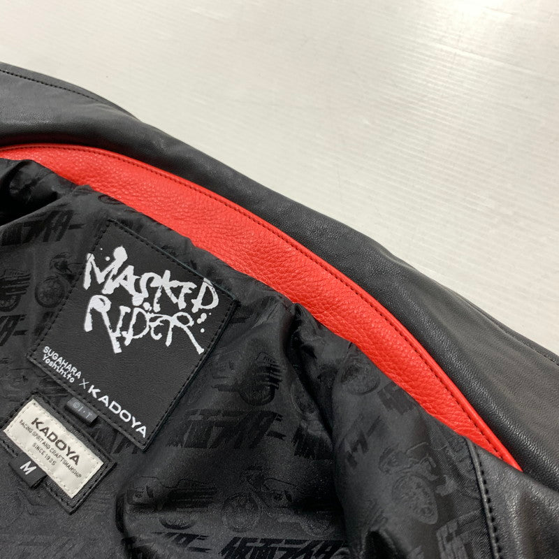 【中古品】【メンズ】 KADOYA カドヤ × KAMEN RIDER 仮面ライダー 別注 コラボ MASKED-R ONE JACKET マスクド アール ワン ジャケット ラムレザー 仮面ライダー1号 145-260316-ko-19-tei サイズ：M カラー：ブラック 万代Net店