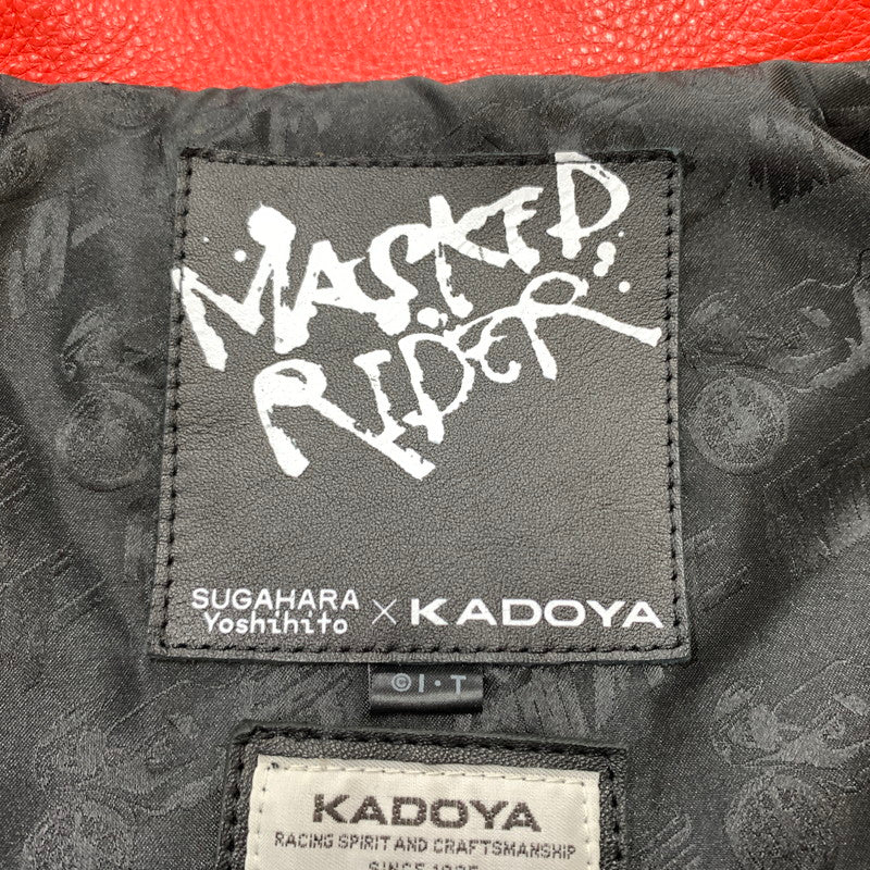 【中古品】【メンズ】 KADOYA カドヤ × KAMEN RIDER 仮面ライダー 別注 コラボ MASKED-R ONE JACKET マスクド アール ワン ジャケット ラムレザー 仮面ライダー1号 145-260316-ko-19-tei サイズ：M カラー：ブラック 万代Net店