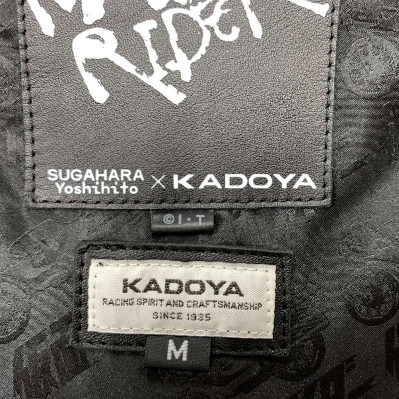 【中古品】【メンズ】 KADOYA カドヤ × KAMEN RIDER 仮面ライダー 別注 コラボ MASKED-R ONE JACKET マスクド アール ワン ジャケット ラムレザー 仮面ライダー1号 145-260316-ko-19-tei サイズ：M カラー：ブラック 万代Net店
