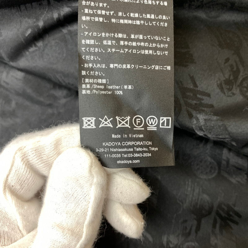 【中古品】【メンズ】 KADOYA カドヤ × KAMEN RIDER 仮面ライダー 別注 コラボ MASKED-R ONE JACKET マスクド アール ワン ジャケット ラムレザー 仮面ライダー1号 145-260316-ko-19-tei サイズ：M カラー：ブラック 万代Net店