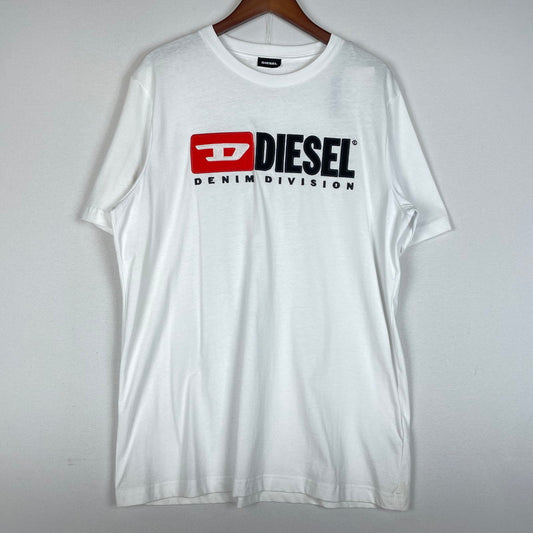 【中古品】【メンズ】 DIESEL ディーゼル T-JUST DIVISION MAGLIETTA 00SH0I-0CATJ Tジャスト ディビジョン マリエッタ Tシャツ 半袖 トップス 141-260623-yo-01-tei サイズ：L カラー：ホワイト 万代Net店