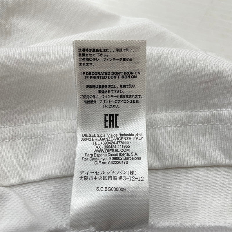 【中古品】【メンズ】 DIESEL ディーゼル T-JUST DIVISION MAGLIETTA 00SH0I-0CATJ Tジャスト ディビジョン マリエッタ Tシャツ 半袖 トップス 141-260623-yo-01-tei サイズ：L カラー：ホワイト 万代Net店