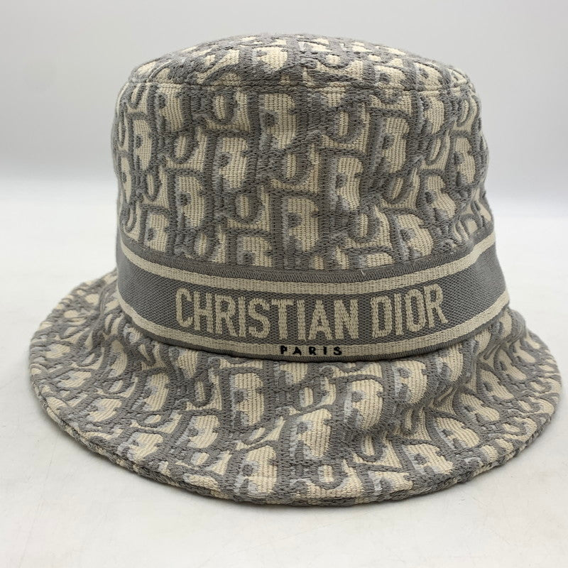 【中古品】【レディース】 Christian Dior クリスチャンディオール 11DOB923I132 オブリーク バケットハット 帽子 コットン ボブハット 183-260404-ko-01-tei サイズ：59 カラー：グレー系 万代Net店