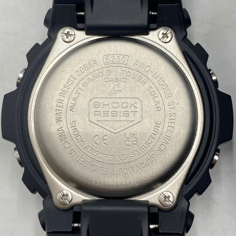【中古品】【メンズ】 CASIO カシオ 15AW G-SHOCK ANALOG-DIGITAL AWG-100 M100 SERIES AWG-M100SB ジーショック　アナログ デジタル タフソーラー 腕時計 196-260406-ks-23-tei サイズ：※説明書、箱付き カラー：ブラック 万代Net店