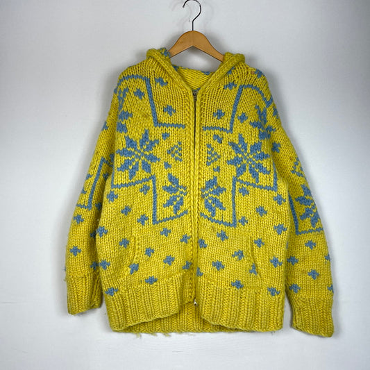 【現状渡し品】【メンズ】 KANATA カナタ COWICHAN KNIT HOODIE カウチン ニット フーディ アウター ジャケット 145-260318-yo-13-tei サイズ：不明 カラー：イエロー/ブルー 万代Net店