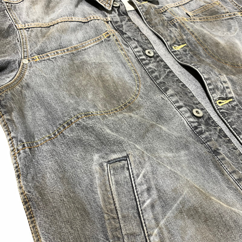 【現状渡し品】【メンズ】 MASTER PIESE マスターピース DENIM JACKET デニムジャケット アウター カバーオール ヴィンテージ加工 142-260330-ko-21-tei サイズ：L カラー：ブラック 万代Net店