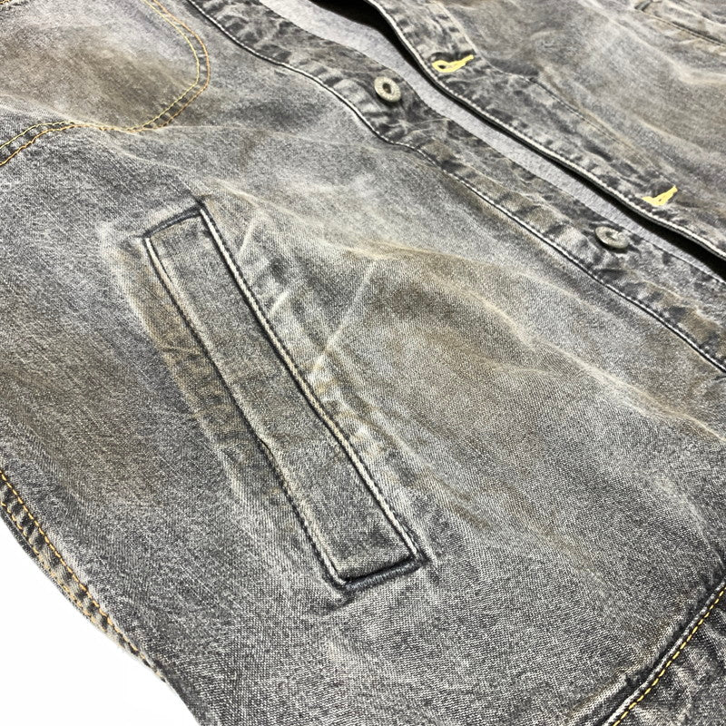 【現状渡し品】【メンズ】 MASTER PIESE マスターピース DENIM JACKET デニムジャケット アウター カバーオール ヴィンテージ加工 142-260330-ko-21-tei サイズ：L カラー：ブラック 万代Net店