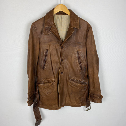 【ジャンク品】【メンズ】 JOURNAL STANDARD ジャーナルスタンダード LAMB LEATHER JACKET ラムレザー ジャケット アウター 147-260401-ks-22-tei サイズ：M カラー：ブラウン 万代Net店