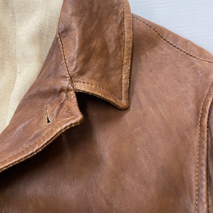 【ジャンク品】【メンズ】 JOURNAL STANDARD ジャーナルスタンダード LAMB LEATHER JACKET ラムレザー ジャケット アウター 147-260401-ks-22-tei サイズ：M カラー：ブラウン 万代Net店