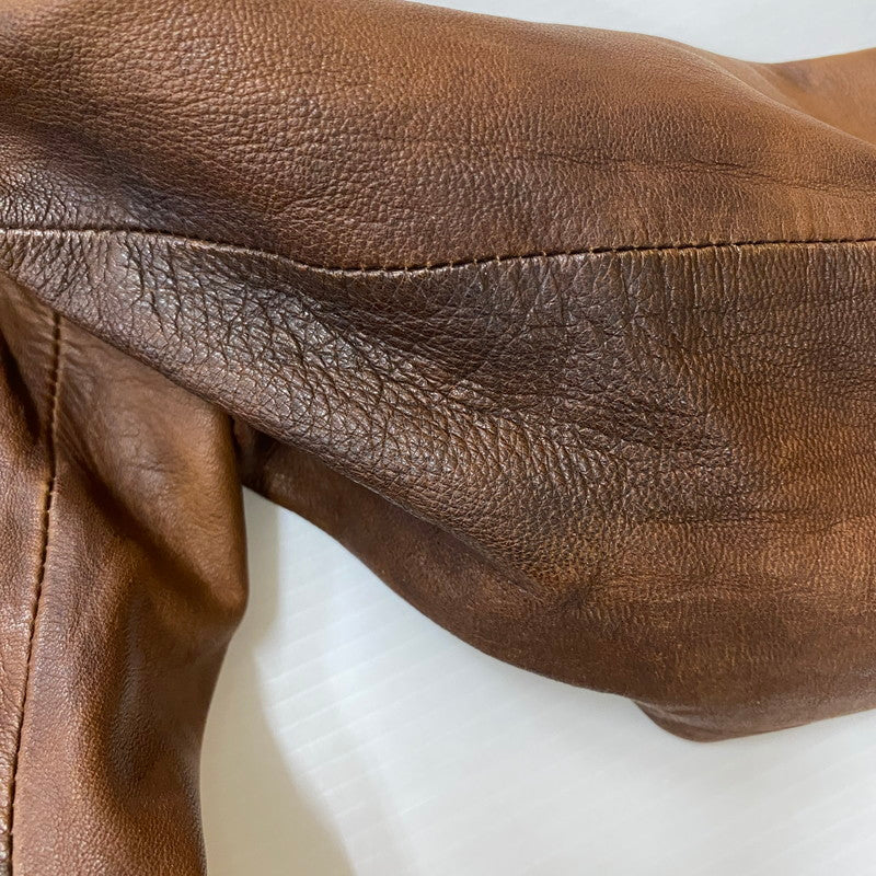 【ジャンク品】【メンズ】 JOURNAL STANDARD ジャーナルスタンダード LAMB LEATHER JACKET ラムレザー ジャケット アウター 147-260401-ks-22-tei サイズ：M カラー：ブラウン 万代Net店