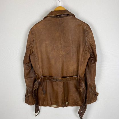【ジャンク品】【メンズ】 JOURNAL STANDARD ジャーナルスタンダード LAMB LEATHER JACKET ラムレザー ジャケット アウター 147-260401-ks-22-tei サイズ：M カラー：ブラウン 万代Net店