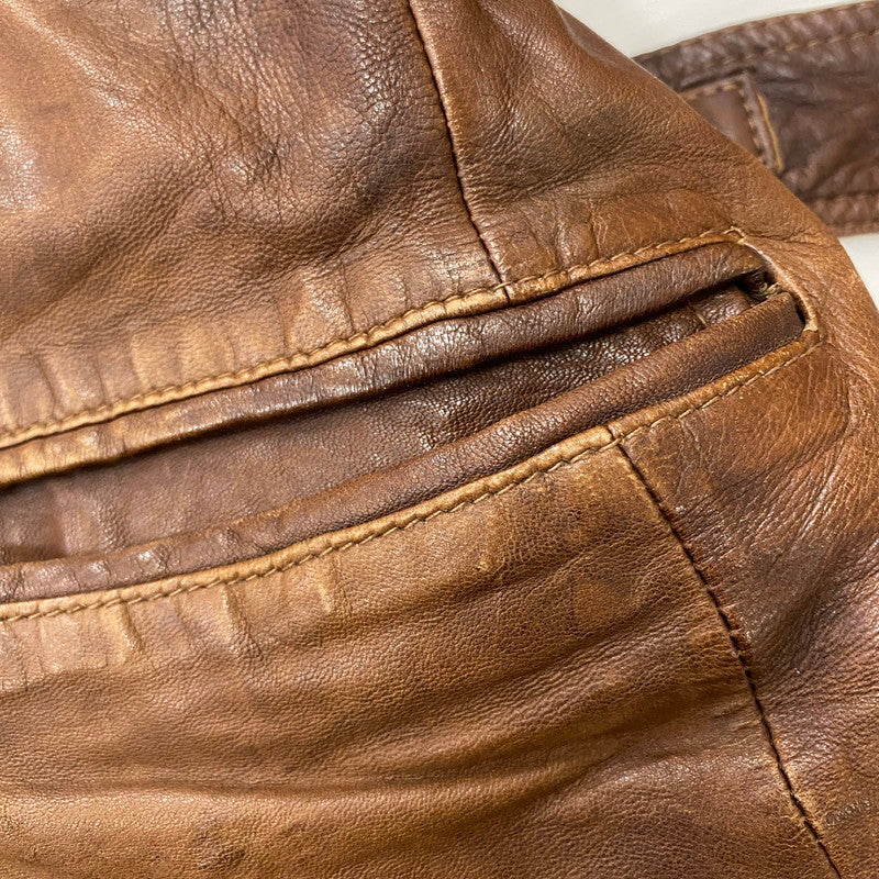 【ジャンク品】【メンズ】 JOURNAL STANDARD ジャーナルスタンダード LAMB LEATHER JACKET ラムレザー ジャケット アウター 147-260401-ks-22-tei サイズ：M カラー：ブラウン 万代Net店