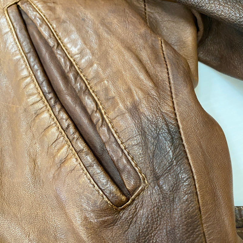 【ジャンク品】【メンズ】 JOURNAL STANDARD ジャーナルスタンダード LAMB LEATHER JACKET ラムレザー ジャケット アウター 147-260401-ks-22-tei サイズ：M カラー：ブラウン 万代Net店
