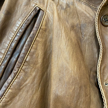 【ジャンク品】【メンズ】 JOURNAL STANDARD ジャーナルスタンダード LAMB LEATHER JACKET ラムレザー ジャケット アウター 147-260401-ks-22-tei サイズ：M カラー：ブラウン 万代Net店