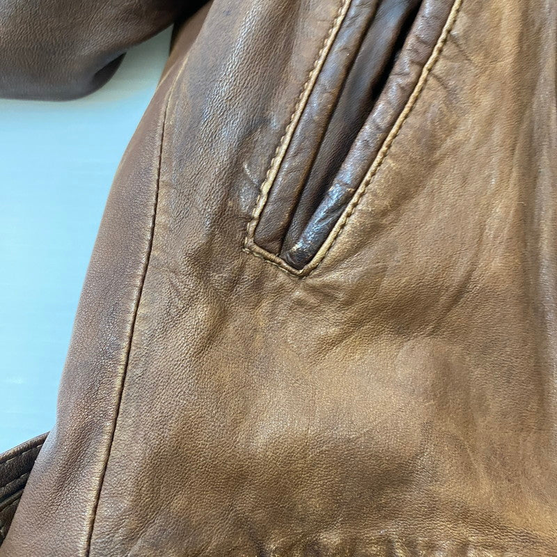 【ジャンク品】【メンズ】 JOURNAL STANDARD ジャーナルスタンダード LAMB LEATHER JACKET ラムレザー ジャケット アウター 147-260401-ks-22-tei サイズ：M カラー：ブラウン 万代Net店