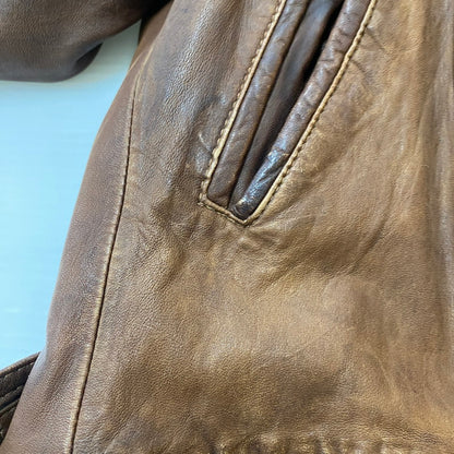 【ジャンク品】【メンズ】 JOURNAL STANDARD ジャーナルスタンダード LAMB LEATHER JACKET ラムレザー ジャケット アウター 147-260401-ks-22-tei サイズ：M カラー：ブラウン 万代Net店