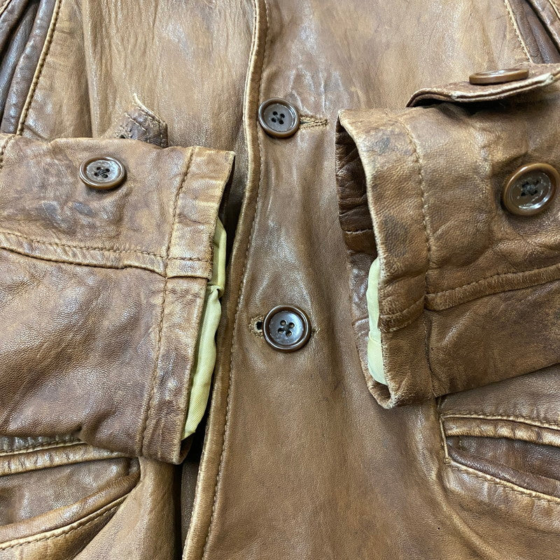 【ジャンク品】【メンズ】 JOURNAL STANDARD ジャーナルスタンダード LAMB LEATHER JACKET ラムレザー ジャケット アウター 147-260401-ks-22-tei サイズ：M カラー：ブラウン 万代Net店