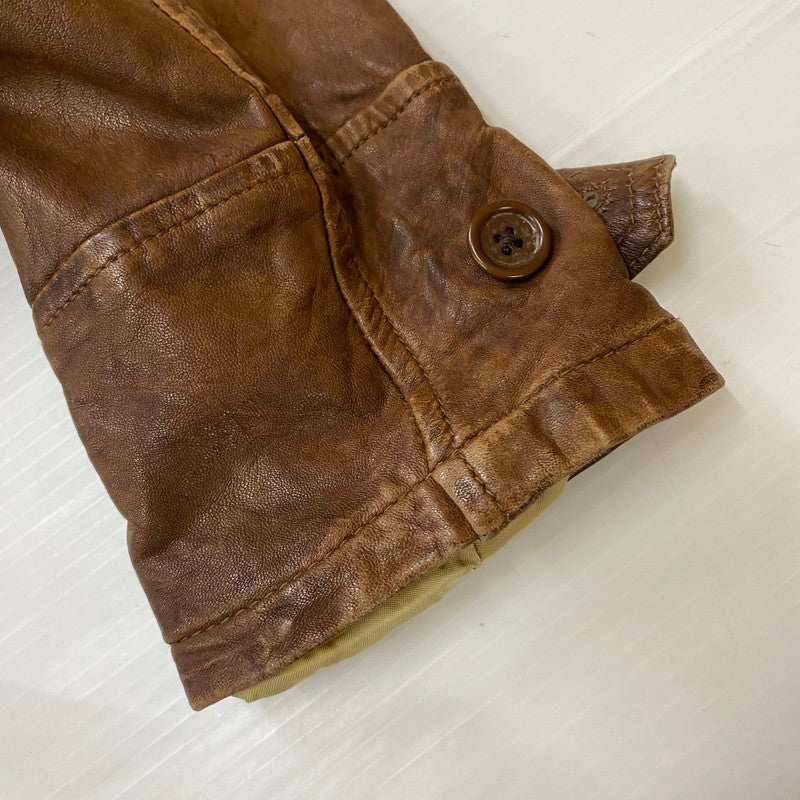 【ジャンク品】【メンズ】 JOURNAL STANDARD ジャーナルスタンダード LAMB LEATHER JACKET ラムレザー ジャケット アウター 147-260401-ks-22-tei サイズ：M カラー：ブラウン 万代Net店