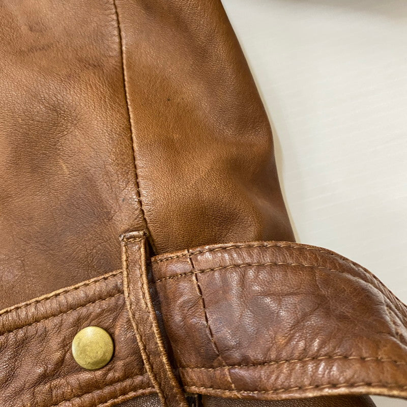 【ジャンク品】【メンズ】 JOURNAL STANDARD ジャーナルスタンダード LAMB LEATHER JACKET ラムレザー ジャケット アウター 147-260401-ks-22-tei サイズ：M カラー：ブラウン 万代Net店