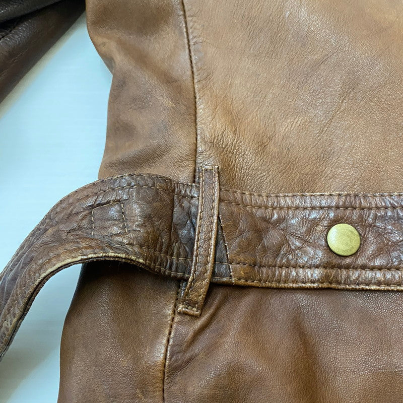 【ジャンク品】【メンズ】 JOURNAL STANDARD ジャーナルスタンダード LAMB LEATHER JACKET ラムレザー ジャケット アウター 147-260401-ks-22-tei サイズ：M カラー：ブラウン 万代Net店