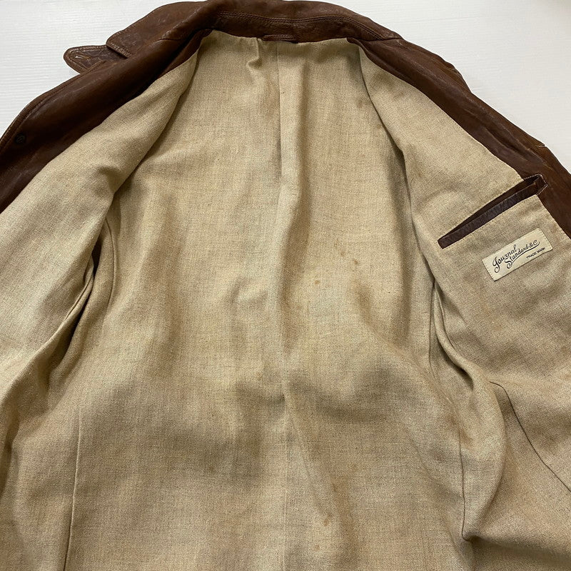 【ジャンク品】【メンズ】 JOURNAL STANDARD ジャーナルスタンダード LAMB LEATHER JACKET ラムレザー ジャケット アウター 147-260401-ks-22-tei サイズ：M カラー：ブラウン 万代Net店
