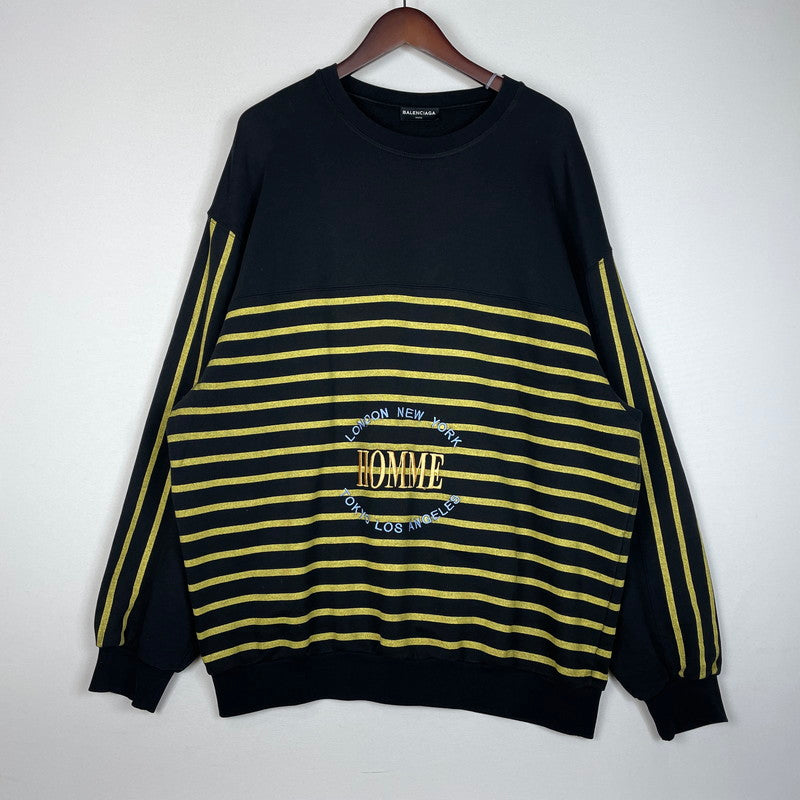 【中古品】【メンズ】 BALENCIAGA バレンシアガ HOMME OVERSIZED SWEAT 485947 オム オーバーサイズ スウェット 長袖 トップス トレーナー 141-260318-yo-05-tei サイズ：L カラー：ブラック/イエロー 万代Net店