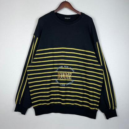 【中古品】【メンズ】 BALENCIAGA バレンシアガ HOMME OVERSIZED SWEAT 485947 オム オーバーサイズ スウェット 長袖 トップス トレーナー 141-260318-yo-05-tei サイズ：L カラー：ブラック/イエロー 万代Net店
