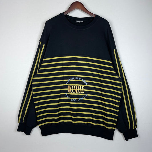 【中古品】【メンズ】 BALENCIAGA バレンシアガ HOMME OVERSIZED SWEAT 485947 オム オーバーサイズ スウェット 長袖 トップス トレーナー 141-260318-yo-05-tei サイズ：L カラー：ブラック/イエロー 万代Net店