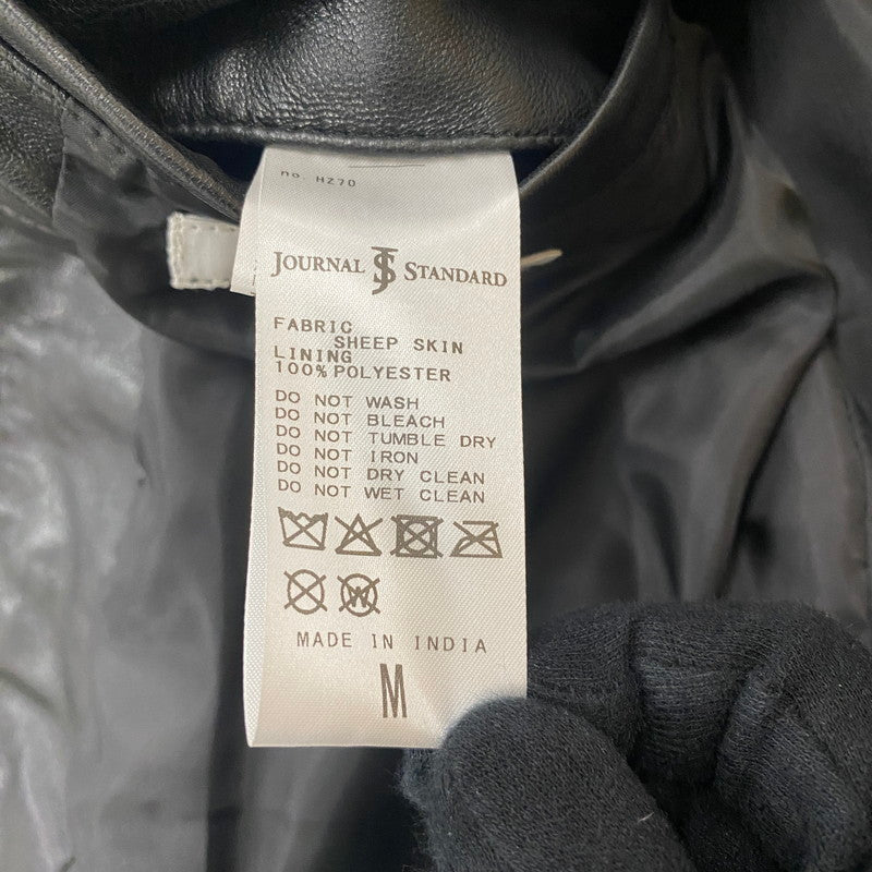 【中古美品】【メンズ】 JOURNAL STANDARD ジャーナルスタンダード 26's SHEEP SKIN WASHED LEATHER RIDERS JACKET 26-011-600-5570-1-0 シープスキン ウォッシュド レザー ライダース ジャケット ライトアウター 147-260325-ks-05-tei サイズ：M カラー：ブラック 万代Net店
