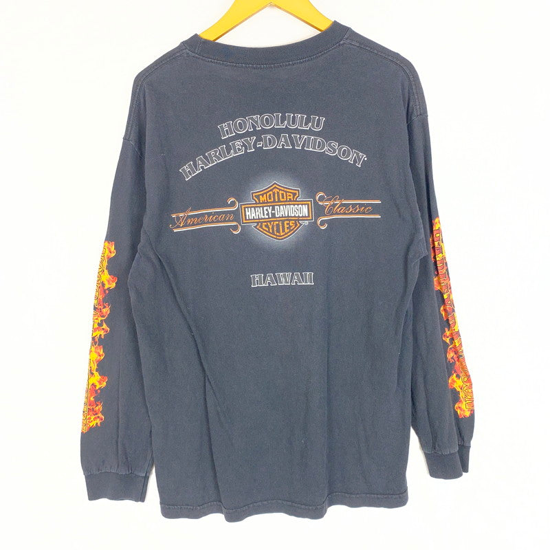 【中古品】【メンズ】 FLAME BIRD LOGO L/S TEE フレイム バード ロゴ ロングスリーブ Tシャツ 長袖 トップス 145-260401-ks-11-fuzh サイズ：L カラー：ブラック 万代Net店