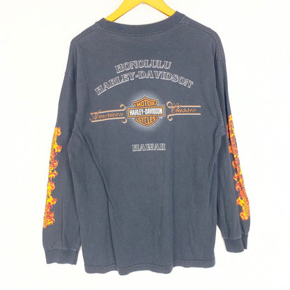 【中古品】【メンズ】 FLAME BIRD LOGO L/S TEE フレイム バード ロゴ ロングスリーブ Tシャツ 長袖 トップス 145-260401-ks-11-fuzh サイズ：L カラー：ブラック 万代Net店