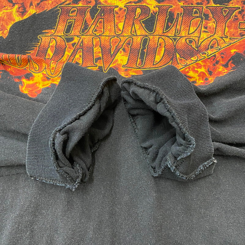 【中古品】【メンズ】 FLAME BIRD LOGO L/S TEE フレイム バード ロゴ ロングスリーブ Tシャツ 長袖 トップス 145-260401-ks-11-fuzh サイズ：L カラー：ブラック 万代Net店