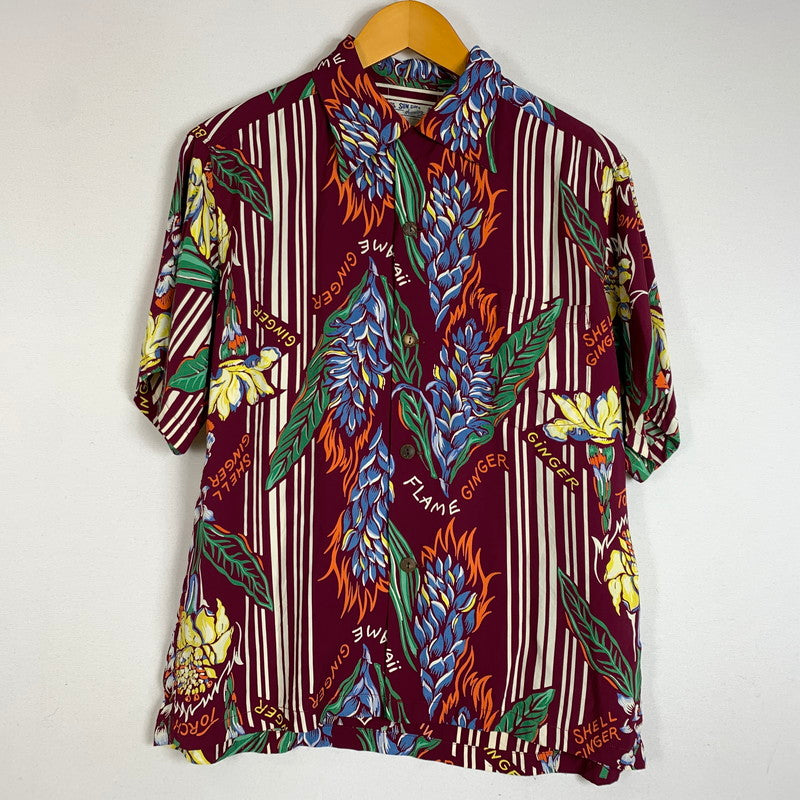 【中古品】【メンズ】 RAYON S/S GINGER BLOSSOM SHIRT SS34448 レーヨン ショートスリーブ ジンジャー ブロッサム シャツ トップス 半袖 アロハシャツ 145-260401-ko-03-fuzh サイズ：S カラー：ボルドー 万代Net店