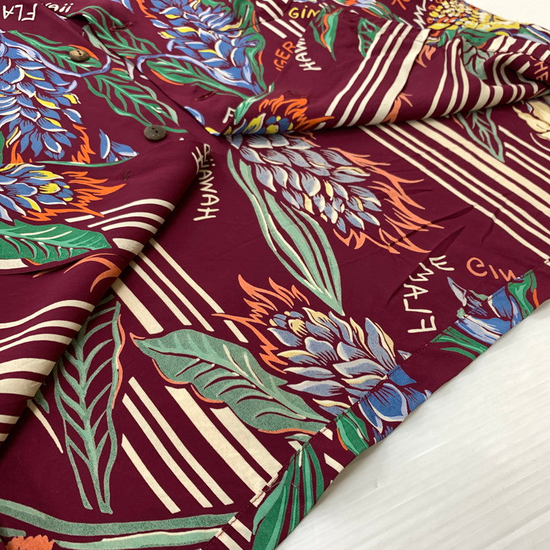 【中古品】【メンズ】 RAYON S/S GINGER BLOSSOM SHIRT SS34448 レーヨン ショートスリーブ ジンジャー ブロッサム シャツ トップス 半袖 アロハシャツ 145-260401-ko-03-fuzh サイズ：S カラー：ボルドー 万代Net店