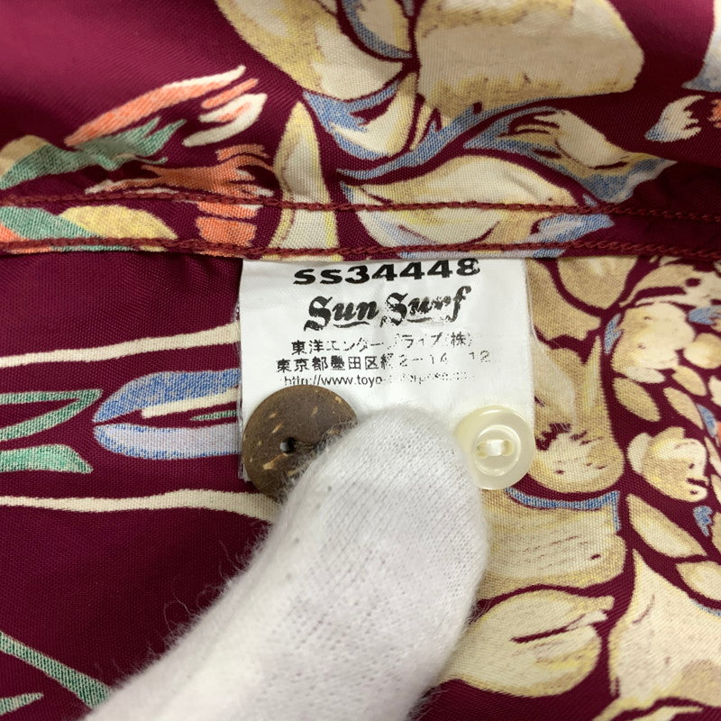 【中古品】【メンズ】 RAYON S/S GINGER BLOSSOM SHIRT SS34448 レーヨン ショートスリーブ ジンジャー ブロッサム シャツ トップス 半袖 アロハシャツ 145-260401-ko-03-fuzh サイズ：S カラー：ボルドー 万代Net店