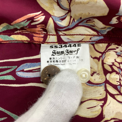 【中古品】【メンズ】 RAYON S/S GINGER BLOSSOM SHIRT SS34448 レーヨン ショートスリーブ ジンジャー ブロッサム シャツ トップス 半袖 アロハシャツ 145-260401-ko-03-fuzh サイズ：S カラー：ボルドー 万代Net店
