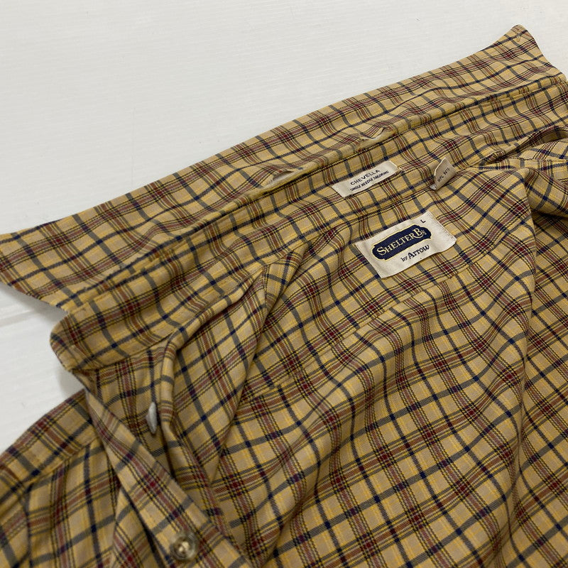 【現状渡し品】【メンズ】 SHELTER BAY by ARROW シェルターベイ バイ アロー BD L/S CHECK SHIRT ボタンダウン ロングスリーブ チェック シャツ 長袖トップス 145-260716-ss-06-tei サイズ：L カラー：ブラウン 万代Net店