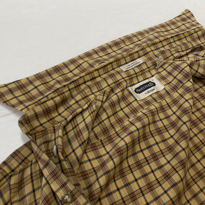 【現状渡し品】【メンズ】 SHELTER BAY by ARROW シェルターベイ バイ アロー BD L/S CHECK SHIRT ボタンダウン ロングスリーブ チェック シャツ 長袖トップス 145-260716-ss-06-tei サイズ：L カラー：ブラウン 万代Net店