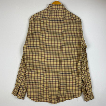 【現状渡し品】【メンズ】 SHELTER BAY by ARROW シェルターベイ バイ アロー BD L/S CHECK SHIRT ボタンダウン ロングスリーブ チェック シャツ 長袖トップス 145-260716-ss-06-tei サイズ：L カラー：ブラウン 万代Net店