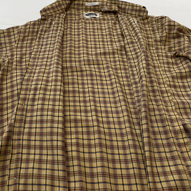 【現状渡し品】【メンズ】 SHELTER BAY by ARROW シェルターベイ バイ アロー BD L/S CHECK SHIRT ボタンダウン ロングスリーブ チェック シャツ 長袖トップス 145-260716-ss-06-tei サイズ：L カラー：ブラウン 万代Net店