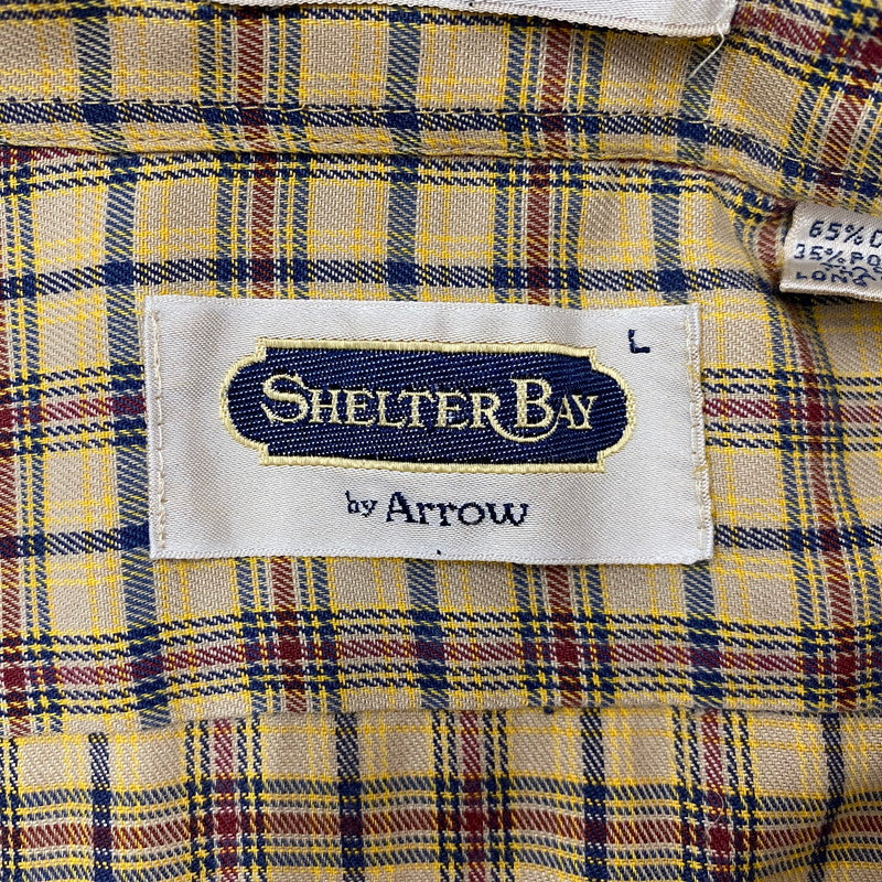 【現状渡し品】【メンズ】 SHELTER BAY by ARROW シェルターベイ バイ アロー BD L/S CHECK SHIRT ボタンダウン ロングスリーブ チェック シャツ 長袖トップス 145-260716-ss-06-tei サイズ：L カラー：ブラウン 万代Net店