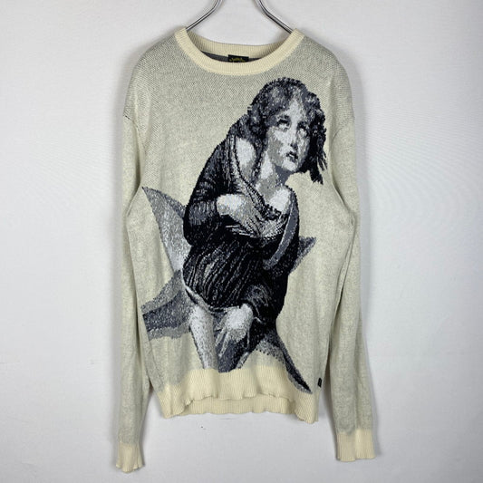 【中古品】【メンズ】 × SMASHING PUMPKINS スマッシング パンプキンズ 別注 コラボ STAR GIRL CREWNECK SWEATER スターガール クルーネック セーター 長袖 トップス 142-260401-ks-16-fuzh サイズ：S/※使用感有 カラー：ホワイト 万代Net店