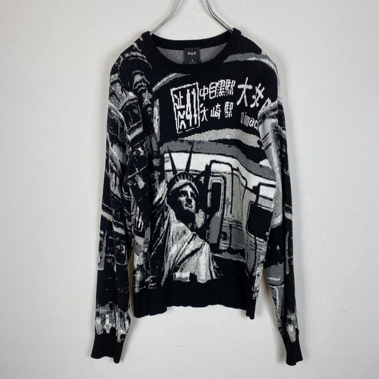 【中古品】【メンズ】 WORLDWIDE COMMUTER SWEATER FA25 KN00558 ワールドワイドコミューターセーター 長袖 トップス 142-260401-ks-14-fuzh サイズ：S カラー：総柄 万代Net店