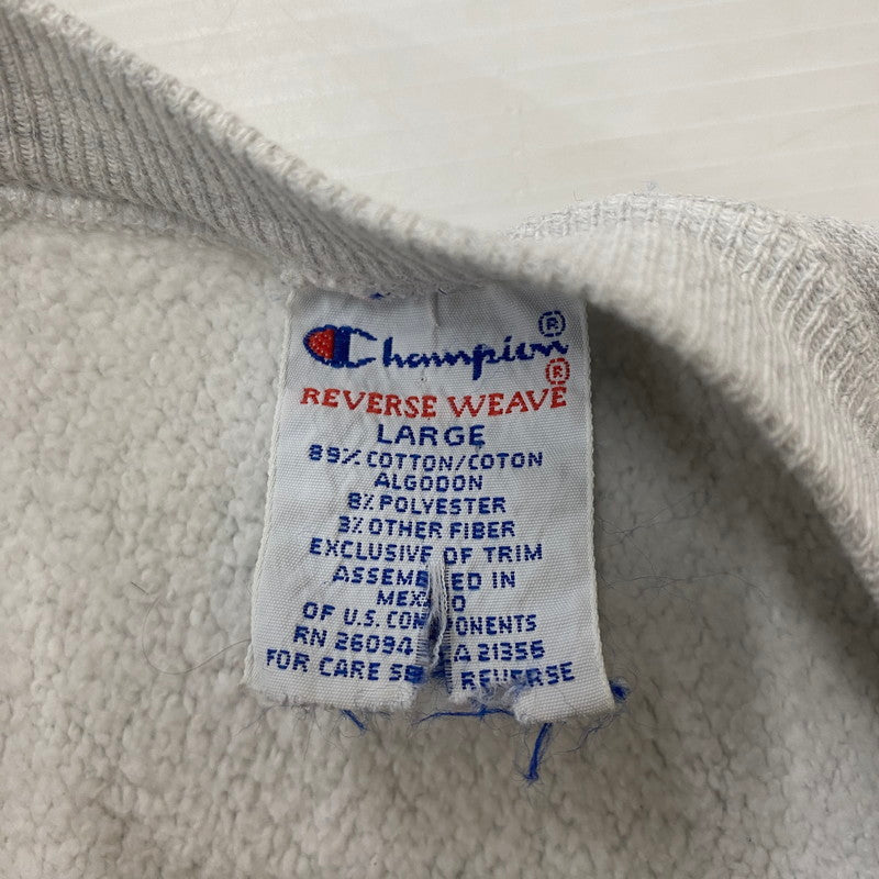 【現状渡し品】【メンズ】 Champion チャンピオン 90's REVERSE WEAVE COLLEGE LOGO SWEAT 90年代 リバースウィーブ カレッジロゴ NU刺繍 スウェット 長袖 トップス トレーナー 目無し 刺繍タグ 145-260331-yo-10-tei サイズ：L カラー：グレー 万代Net店